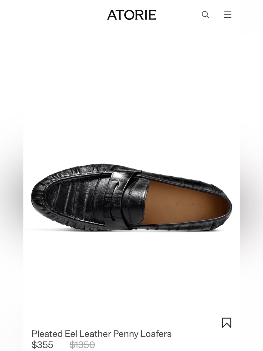 Atorie Pleated Eel Leather Penny Loafers in Black